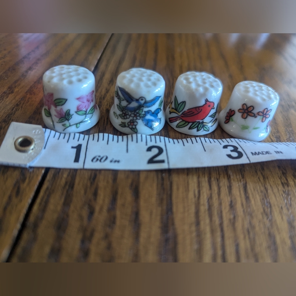 4pc Set Small Vintage Glass Thimbles